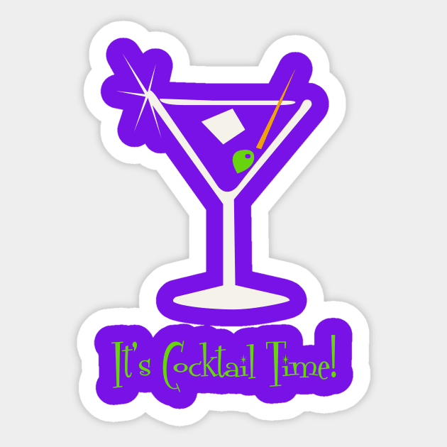 It's Cocktail Time! Drinking Martini, bar and nightclub Happy Hour Sticker by Plebo_Industries